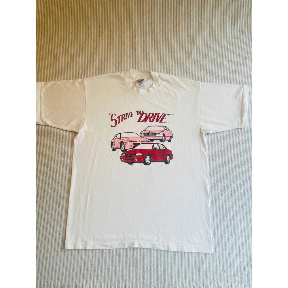 Vintage 90s Fruit of the Loom Strive to Drive Mary Kay Pink Cars T-Shirt Large